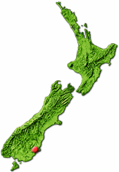 South Island map showing Dunedin